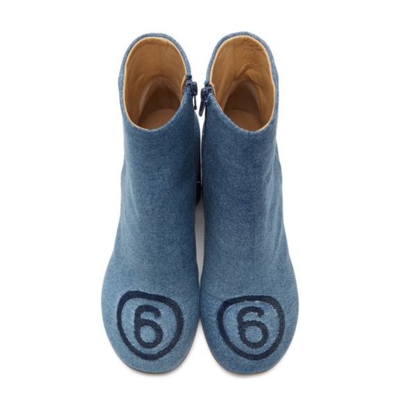 MM6 Maison Margiela Denim Block Heeled Ankle Boots